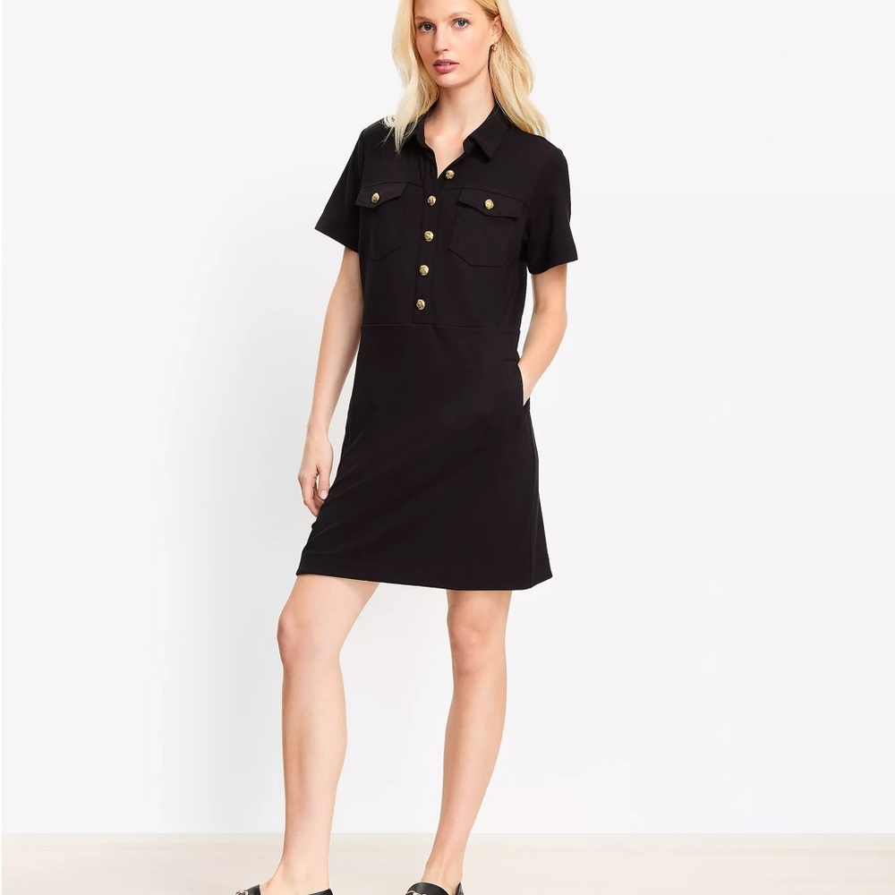 LOFT Ponte Black Dress with Pockets